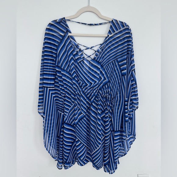 Tommy Bahama Women’s Sheer Blue Stripe Cover-Up Small - Picture 2 of 7